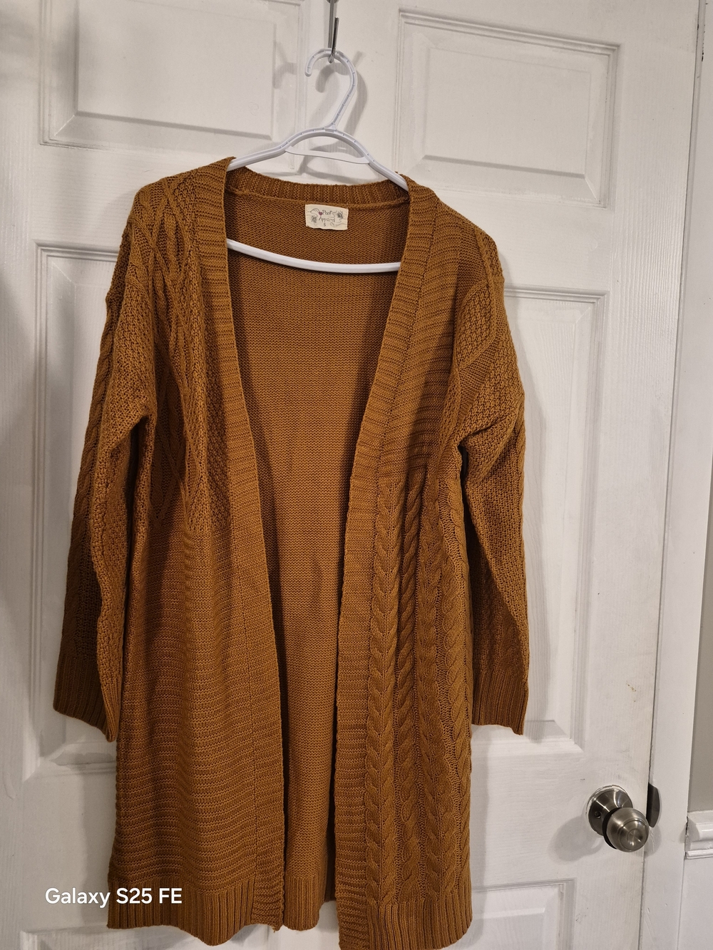 (M)Cozy Open-Front Cable Knit Cardigan Sweater - Mustard